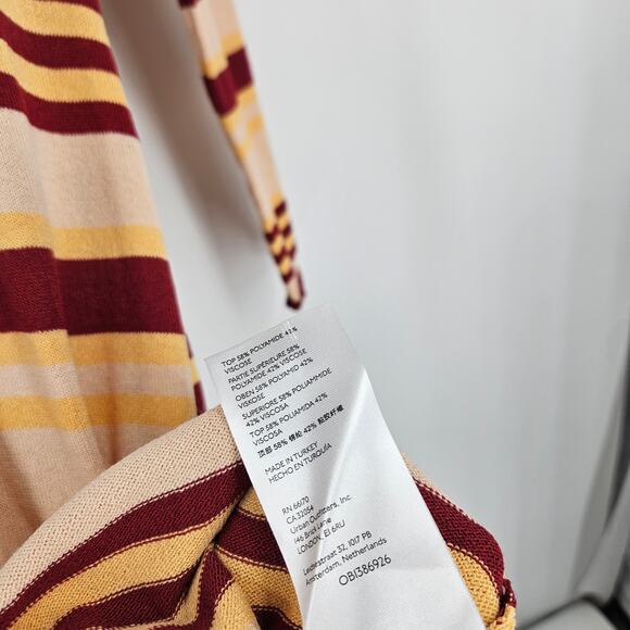 Anthropologie Maeve Sweater Maxi Shirtdress Red Multicolor Striped Button Up XS - Picture 7 of 9